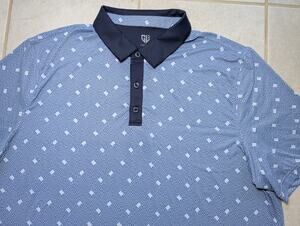 Graham Luxe Men's XXL Golf Polo Shirt Blue Geometric Short Sleeve Stretch
